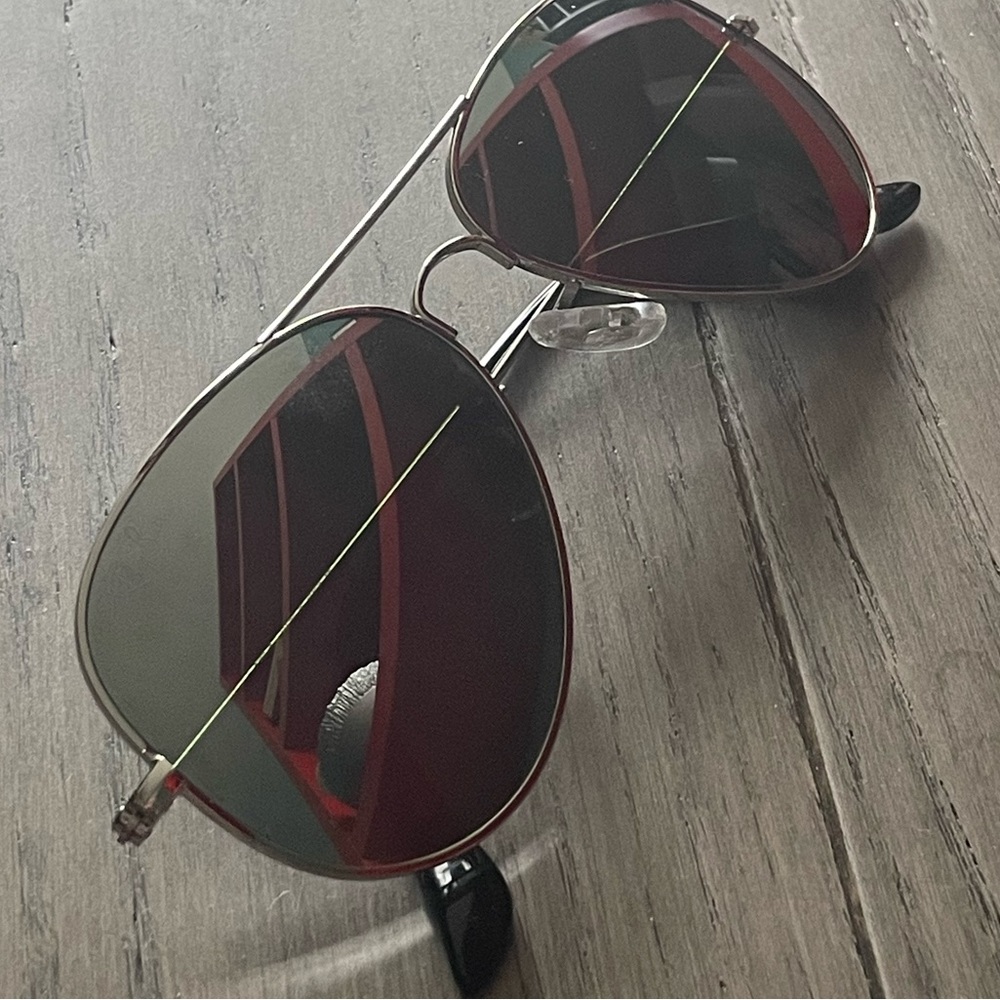 RAYBAN aviators silver mirror + black temple arms RB3558